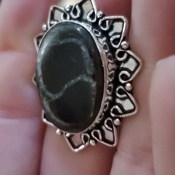 New Mud Crack Jasper Fossil 925 Silver Ring. - Picture 6 of 6